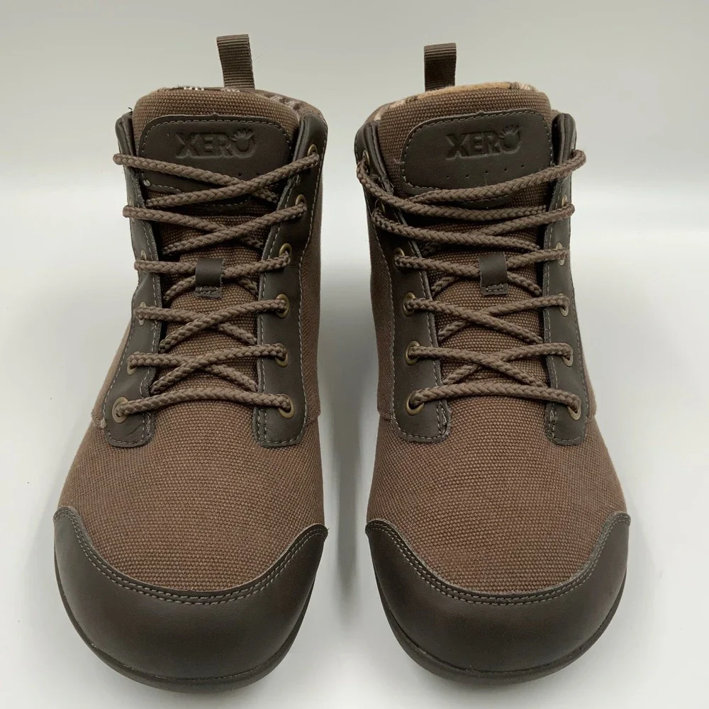 Xero Shoes Denver Mens 8 Brown Canvas Minimalist Barefoot Winter Boots F220615W
